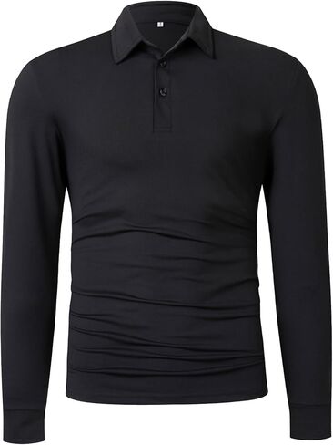 Men's Long Sleeve Polo Shirts with Eyeglass Loop, Classic 3-Button Golf Shirt, Sports Business Casual Tee Shirt in Saudi Arabia