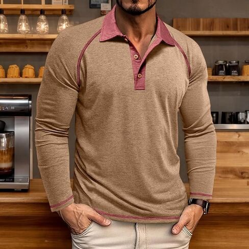 Men's Golf Polo Shirts Long Sleeve Performance Collar Shirts Lightweight Casual T-Shirt in Saudi Arabia