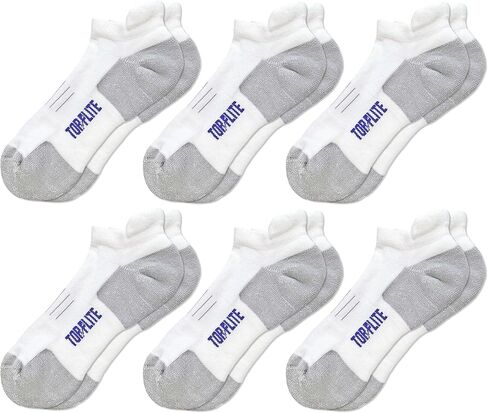 Top Flite Mens Coolmax Seamless Cushion Sport Comfort Tab Low Cut Socks 6 Pair Pack in Saudi Arabia