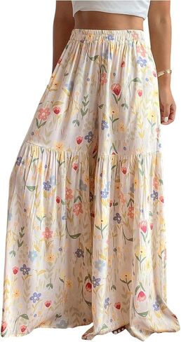 WDIRARA Women's Floral Wide Leg Pajama Pants Comfort Soft Loose Palazzo Lounge Bottoms in Saudi Arabia