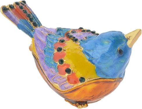 صندوق حلية الطيور، صندوق مجوهرات عتيق مطلي بالمينا الذهبية مع لمسات كريستالية، تمثال طائر مفصلي لديكور المنزل، هدية فريدة لمحبي الطيور in Kuwait