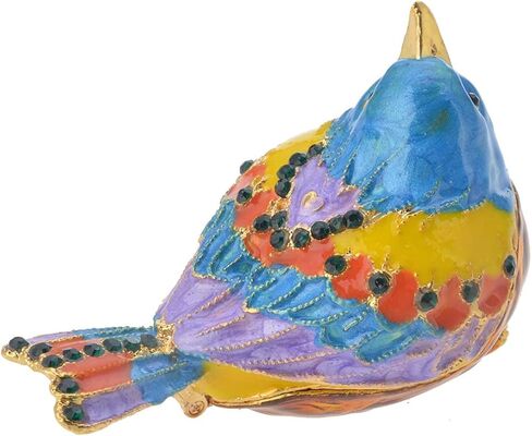 صندوق حلية الطيور، صندوق مجوهرات عتيق مطلي بالمينا الذهبية مع لمسات كريستالية، تمثال طائر مفصلي لديكور المنزل، هدية فريدة لمحبي الطيور in Kuwait