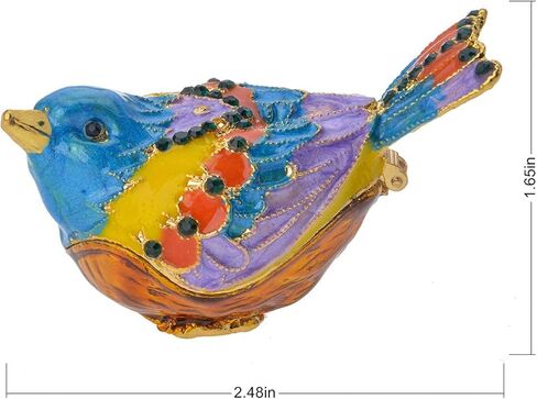 صندوق حلية الطيور، صندوق مجوهرات عتيق مطلي بالمينا الذهبية مع لمسات كريستالية، تمثال طائر مفصلي لديكور المنزل، هدية فريدة لمحبي الطيور in Kuwait