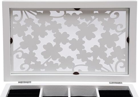 منظم صندوق مجوهرات مكون من 6 طبقات مع أدراج قابلة للسحب بالكامل، حقيبة تخزين مجوهرات خشبية منحوتة ذات سعة كبيرة للأقراط والقلائد والخواتم - أبيض in Kuwait