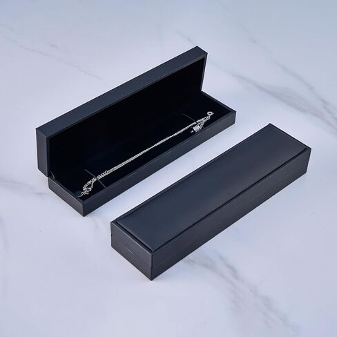 2 Pieces Long Velvet Jewelry Chain Necklace Gift Box Set, Bracelet Storage Case, Jewellry Display Box Black in Saudi Arabia