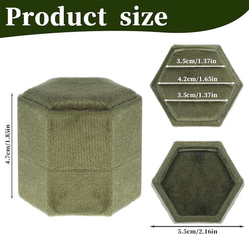 Velvet 3 Slots Jewelry Ring Box, 3 Slots Hexagon Ring Storage Box, Engagement Wedding Boxs, Vintage Rings Display Holder Case for Wedding Ceremony Proposal Engagement (Olive Green) in Saudi Arabia