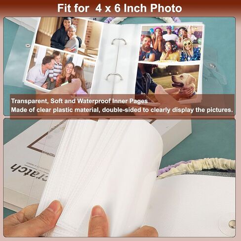 PATIKIL 4x6" Clear Loose-Leaf Photo Album Plastic Transparent Picture Album with 100 Pockets and 50 Replacement Refill Sleeves for Photo Picture Postcard, 2packs, White in Saudi Arabia