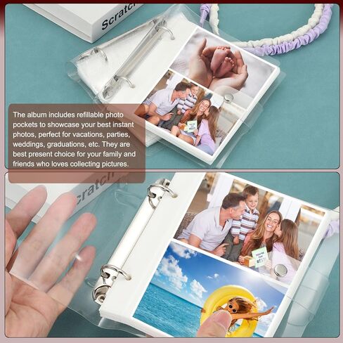 PATIKIL 4x6" Clear Loose-Leaf Photo Album Plastic Transparent Picture Album with 100 Pockets and 50 Replacement Refill Sleeves for Photo Picture Postcard, 2packs, White in Saudi Arabia