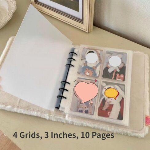 ألبوم صور A5 Photocard Binder Kawaii Furry Cartoon Plush Photocard مع 10 قطع داخلية لألبوم الصور مقاس 3 بوصة وأكمام ألبوم صور لطيفة Kpop لتخزين بطاقات الصور (القطط، 40 جيبًا) in Kuwait