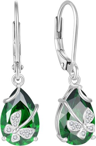 Butterfly Drop Dangle Earrings 925 Sterling Silver Teardrop Leverback Earrings Birthstone Jewelry for Women in Saudi Arabia