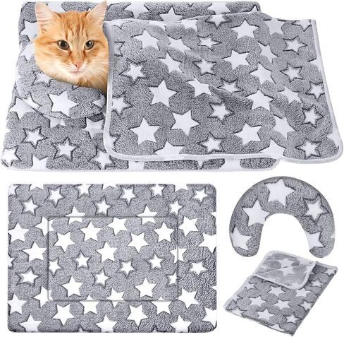 Namalu Pet Bed Mats with Puppy Dog Blankets and Pillows for Cats Puppy Bed Warm Sleep Mat Fleece Blanket Fluffy Pet Calming Toy Half Donut U Shaped Neck Pillow for Small Dogs and Cats in Kuwait