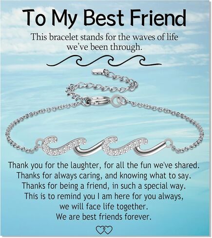 EPIRORA Friendship Gifts for Women Girls, Best Friend Wave Bracelet Gifts Ideas Silver BBF Wave Bracelet for Bestie Soul Sister Female, Christmas Birthday Anniversary Jewelry Present for Her in Saudi Arabia