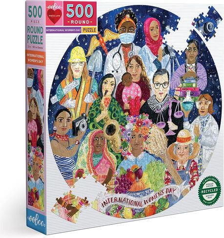 eeBoo Piece & Love: Collecting Nature - 500 Piece Puzzle - Adult Round Jigsaw, 23"x23", Includes Image Reference Insert, Glossy Pieces in Saudi Arabia