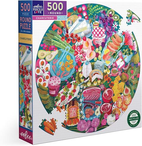 eeBoo Piece & Love: Collecting Nature - 500 Piece Puzzle - Adult Round Jigsaw, 23"x23", Includes Image Reference Insert, Glossy Pieces in Saudi Arabia