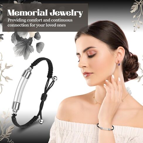 Tondiamo 6 Pcs Cremation Jewelry Glass Urn Bracelet for Ashes Adjustable Personalized Memorial Keepsakes Handmade Braided Ashes Bracelet Bangle Rope for Women Men Loved Ones and Pets in Saudi Arabia