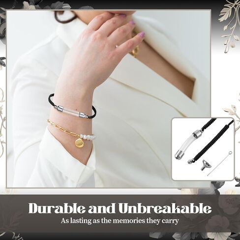 Tondiamo 6 Pcs Cremation Jewelry Glass Urn Bracelet for Ashes Adjustable Personalized Memorial Keepsakes Handmade Braided Ashes Bracelet Bangle Rope for Women Men Loved Ones and Pets in Saudi Arabia
