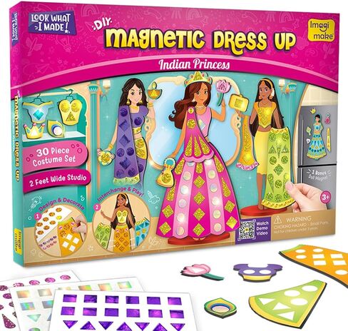 Imagimake DIY Magnetic Dress-Up Princess |Pretend Play Magnetic Toys for Kids | 30 Magnetic Dresses & Accessories | Interchange & Create Unlimited Outfits | Birthday Gift for 3,4,5,6,7,8 Year Old Girl in Kuwait