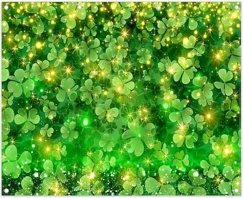 7x5ft Fabric Happy St. Patrick's Day Photography Backdrop Lucky Irish Green Shamrock Background Golden Coins Festival Party Decorations Photo Banner Gifts in Kuwait