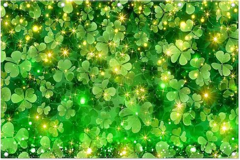7x5ft Fabric Happy St. Patrick's Day Photography Backdrop Lucky Irish Green Shamrock Background Golden Coins Festival Party Decorations Photo Banner Gifts in Kuwait