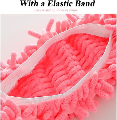 Mop Slippers Shoes 1 Pair - Pink Cleaning Slippers for Home, Non-Slip Microfiber Floor Cleaning Shoes, for Hardwood, Tile & Laminate Floors in Saudi Arabia