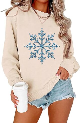 Ykomow Christmas Sweatshirt for women Retro Ugly Merry Christmas Sweaters Long Sleeve Xmas Graphic Shirts in Kuwait
