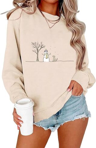 Ykomow Christmas Sweatshirt for women Retro Ugly Merry Christmas Sweaters Long Sleeve Xmas Graphic Shirts in Kuwait