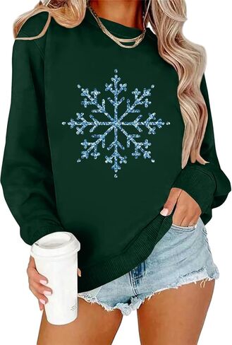 Ykomow Christmas Sweatshirt for women Retro Ugly Merry Christmas Sweaters Long Sleeve Xmas Graphic Shirts in Kuwait