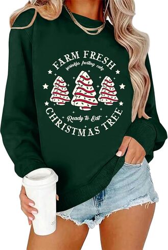 Ykomow Christmas Sweatshirt for women Retro Ugly Merry Christmas Sweaters Long Sleeve Xmas Graphic Shirts in Kuwait