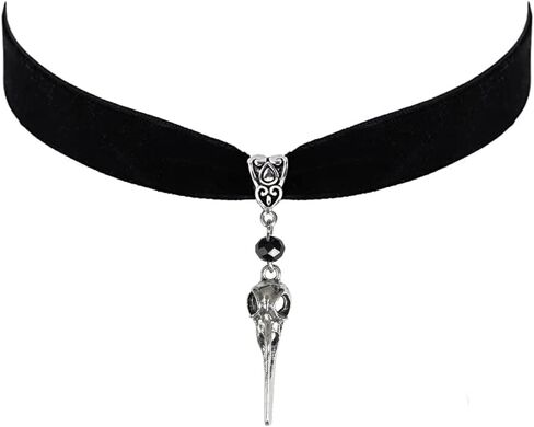 Gothic Black Velvet Goth Choker Necklace for Women,Cameo Black Choker Crow Skull Pendant Necklace Vintage Collar Skull Necklace Gothic Jewelry in Saudi Arabia