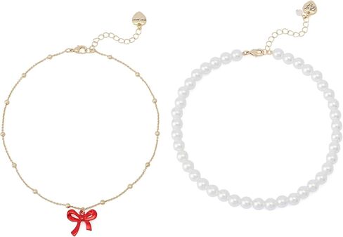 Betsey Johnson Jewelry Women's Love Spell Pearl & Bow Choker Necklace Set in Saudi Arabia