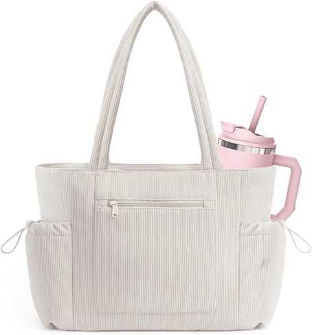 Corduroy Tote Bag for Women Large Capacity Tote Bags with Stanley Cup Holder Shoulder Handbag with Inner Pockets in Kuwait