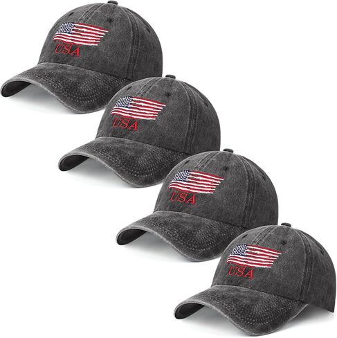 Geyoga 4 Pieces USA Hat Mens Hats Baseball Hat American Flag Baseball Cap for Men Women USA Flag American Tactical Washed in Saudi Arabia