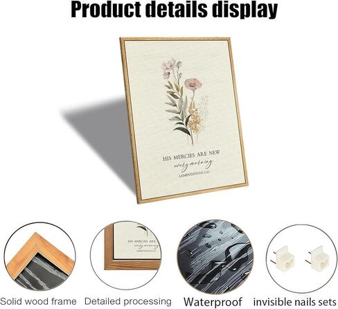 Framed Christian Floral Scripture Canvas Wall Art Boho Bible Inspirational Picture Wall Decor His Mercies Are New Every Morning Poster Print Artwork for Prayer Room Church Study Living Room Home Decoration in Saudi Arabia