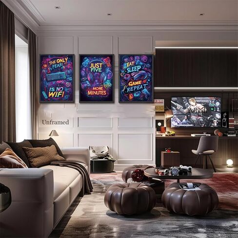 Yolbcdr Neon Gaming Posters Video Game Wall Art Prints Set of 3 Game Room Decor Gaming Sign Painting Playroom Cool Pictures Gamer Wall Decor for Boy Teen Men Bedroom Bathroom 12x16in Unframed in Saudi Arabia