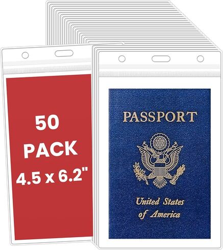 50 Pack Clear Badge Holder,3.26X 5.28/3x4 Inch/2.25" x 3.5" Plastic ID Card Holder Large Vertical Name Tag Holder Waterproof Badge Holders for Name Tag ID Card Badge with Waterproof Resealable Zip in Saudi Arabia