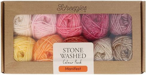 Scheepjes Stone Washed Colour Pack - 10 x 25g Yarn in Orange, Green, and Red - Ideal for Knitting and Crochet Projects in Saudi Arabia