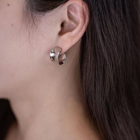 Silver Earrings For Women|Silver Chunky Earrings|Sterling Silver Post Open Hoops|Statement Jewelry For Women in Saudi Arabia