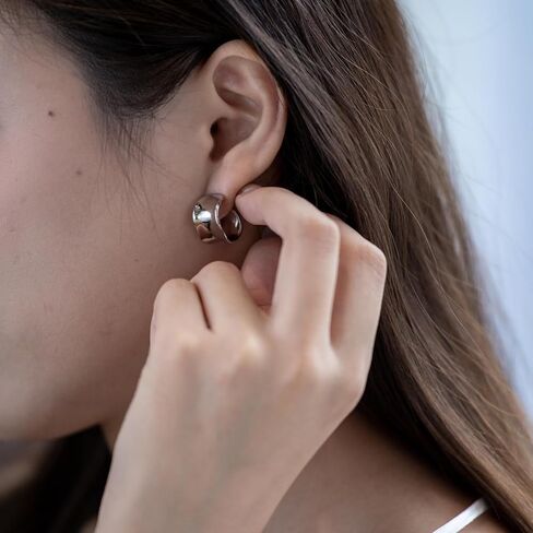 Silver Earrings For Women|Silver Chunky Earrings|Sterling Silver Post Open Hoops|Statement Jewelry For Women in Saudi Arabia