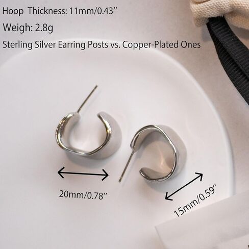 Silver Earrings For Women|Silver Chunky Earrings|Sterling Silver Post Open Hoops|Statement Jewelry For Women in Saudi Arabia