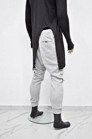 Men's Front 3way Zipper Jogger,Low Crotch Harem Jogger,Relaxed Sweatpants, Slim Fit Tappered, Steampunk in Saudi Arabia