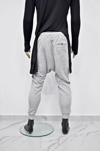 Men's Front 3way Zipper Jogger,Low Crotch Harem Jogger,Relaxed Sweatpants, Slim Fit Tappered, Steampunk in Saudi Arabia