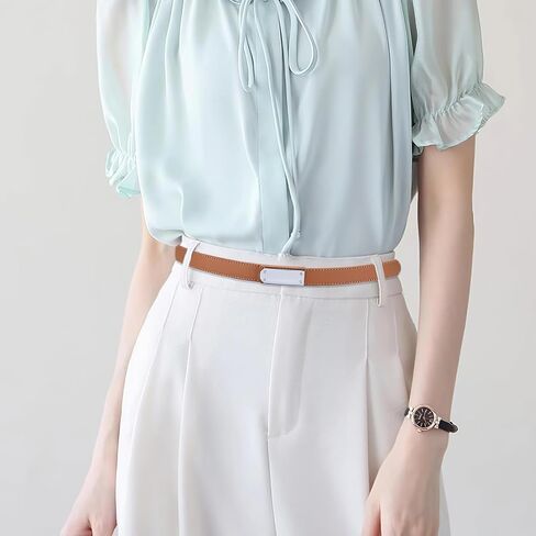 FENLDY Adjustable Thin Belts For Womens Skinny Belts For Dresses Womens Solid Color Alloy Snap-On Belts For Jeans in Saudi Arabia