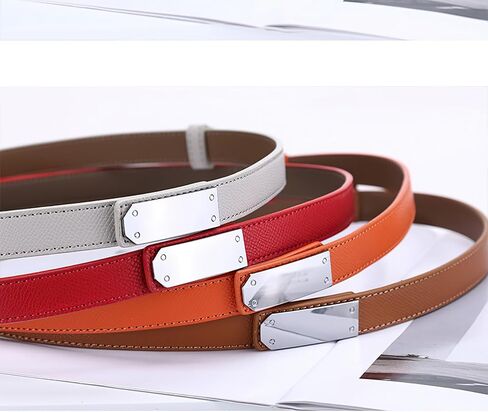 FENLDY Adjustable Thin Belts For Womens Skinny Belts For Dresses Womens Solid Color Alloy Snap-On Belts For Jeans in Saudi Arabia