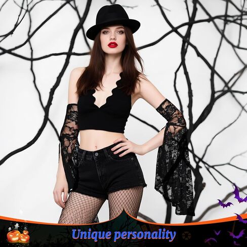 Women's Lace Arm Sleeves Gothic Lace Gloves Detachable Sleeves for Wedding Dresses Halloween Vampire Accessories in Saudi Arabia