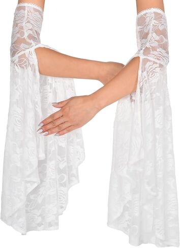 Women's Lace Arm Sleeves Gothic Lace Gloves Detachable Sleeves for Wedding Dresses Halloween Vampire Accessories in Saudi Arabia