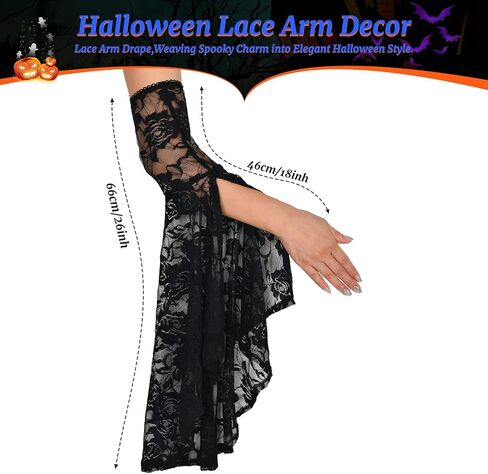 Women's Lace Arm Sleeves Gothic Lace Gloves Detachable Sleeves for Wedding Dresses Halloween Vampire Accessories in Saudi Arabia