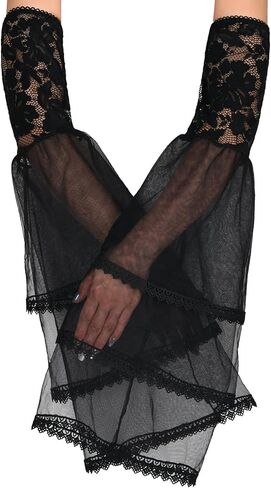 Women's Lace Arm Sleeves Gothic Lace Gloves Detachable Sleeves for Wedding Dresses Halloween Vampire Accessories in Saudi Arabia
