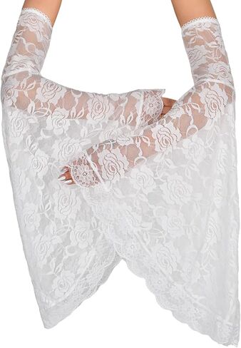 Women's Lace Arm Sleeves Gothic Lace Gloves Detachable Sleeves for Wedding Dresses Halloween Vampire Accessories in Saudi Arabia