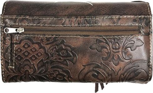 Zelris Women Crossbody Wallet Turquoise Concho Suede Fringe Two Tone Cowgirl Trifold Open in Saudi Arabia