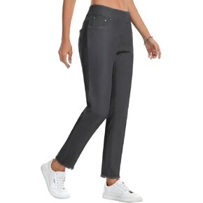 جينز نسائي قابل للتمدد يسحب على الجينز ذو الساق المستقيمة للنساء بنطلون رياضي للتحكم في البطن مع جيوب كاجوال in Kuwait